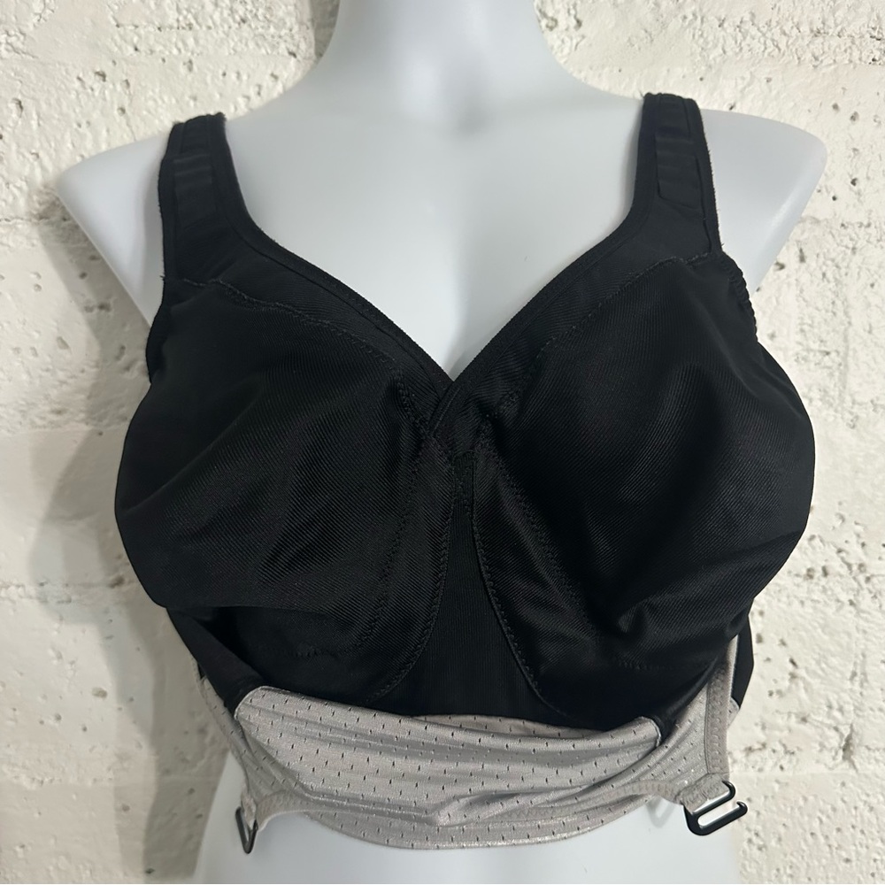 Glamorise Custom Control Sports Bra 34H Gray Black Wireless Workout Gym BH6 - Picture 4 of 6